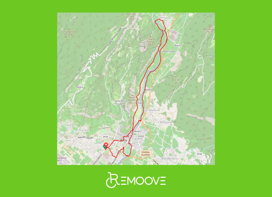 Tracciato itinerario cicloturistico trentino arco ponte romano